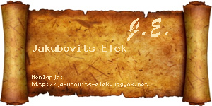 Jakubovits Elek névjegykártya